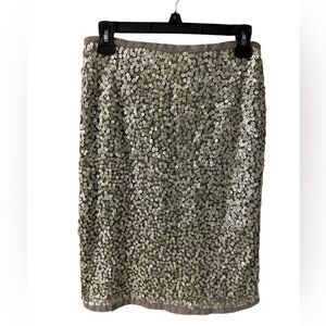 Rickie Freeman Teri Jon Black Pencil Skirt Textured Pattern gold Size 4
